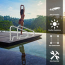 2 Pcs Stainless Steel Hand Rail Set with Quick Mount Base for Swimming Pool in Summer
