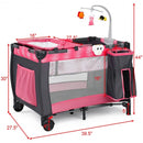 Foldable Travel Baby Crib Playpen Infant Bassinet Bed w- Carry Bag-Pink