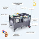 5 in 1 Baby Nursery Center Foldable Toddler Bedside Crib with Music Box