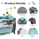 3 in 1 Baby Playard Portable Infant Nursery Center with Music Box-Green