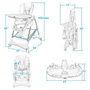A-Shaped High Chair with 4 Lockable Wheels-Gray