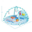 Baby Activity Play Piano Gym Mat with 5 Hanging Sensory Toys-Blue