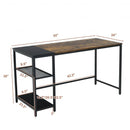55 Inch Reversible Computer Desk with Adjustable Storage Shelves-Rustic Brown