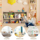 Kids 2-Shelf Bookcase 5-Cube Wood Toy Storage Cabinet Organizer-Natural