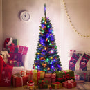 4.5 ft Pre-Lit Premium Hinged Artificial Fir Pencil Christmas Tree with LED Lights-Multicolor