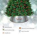 Galvanized Metal ChristmasTree Collar Skirt Ring Cover Decor-Silver