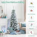 Snow-Flocked Hinged Artificial Christmas Pencil Tree with Mixed Tips-4.5 ft