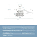 52" Classical Crystal Ceiling Fan Lamp