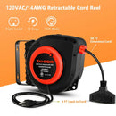 50ft Retractable Extension Cord Reel with Triple Tap Outlet