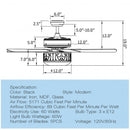 52" Ceiling Fan with Light Reversible Blade and Adjustable Speed-Black
