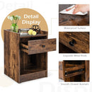 Set of 2 Nightstand with Drawer Cabinet End Side Table Raised Top-Brown