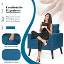 Modern Tufted Accent Chair w- Rubber Wood Legs-Blue