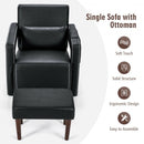 Modern Berber Fleece Single Sofa Chair with Ottoman and Waist Pillow-Black