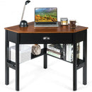 Corner Wooden PC Laptop Computer Desk-Coffee