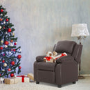 Deluxe Kids Armchair Recliner Headrest Sofa w- Storage Arms-Brown