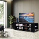 59" Console Storage Entertainment Media Wood TV Stand-Black