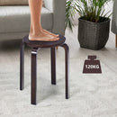 Set of 4 18" Wood Home Backless Dining Chairs-Deep Brown
