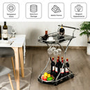 Glass Serving Rolling Bar Cart with Metal Frame