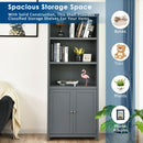 Bookcase Shelving Storage Wooden Cabinet Unit Standing Display Bookcase with Doors-Gray