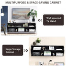 48.5" 2 Tier Modern Wall Mounted Hanging Floating Shelf-Brown