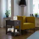Set of 2 Contemporary Side End Table with Drawer -Brown