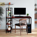 47.5" Writing Study Computer Desk with 4-Tier Shelves-Coffee