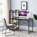 47.5" Writing Study Computer Desk with 4-Tier Shelves-Tan