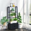 4-Tier Ladder Bookshelf Storage Display with 2 Drawers