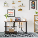 360° Rotating Sofa Side Table with Storage Shelves and Wheels-Rustic Brown