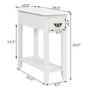 2 Pieces 2 Tier Sofa Side End Table with Drawer and Open Shelf-White