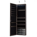 5 LEDs Jewelry Armoire Wall Mounted - Door Hanging Mirror-Coffee