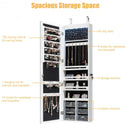 5 LEDs Jewelry Armoire Wall Mounted - Door Hanging Mirror-White