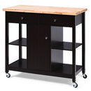 Rolling Kitchen Trolley Island Utility Cart Storage Shelf-Deep Brown
