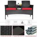 Patio Rattan Conversation Set Seat Sofa-Red