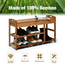 3-Tier Bamboo Shoe Bench Entryway Storage Rack-Beige