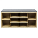10-Cube Organizer  Entryway Padded Shoe Storage Bench-Beige