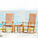 3 pcs Eucalyptus Rocking Chair Set with Coffee Table