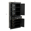Cupboard Freestanding Kitchen Cabinet w- Adjustable Shelves-Black