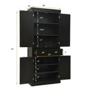 Cupboard Freestanding Kitchen Cabinet w- Adjustable Shelves-Espresso
