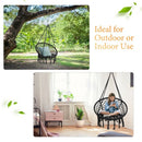 Hanging Macrame Hammock Chair with Handwoven Cotton Backrest-Black