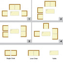 4 Pcs Patio Rattan Cushioned Sofa Furniture Set with Tempered Glass Coffee Table-Turquoise