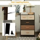 4-Tier Organizer Tower Steel Frame Wooden Top Storage with 5-Drawer Dresser