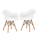 Set of 2 Mid-Century Dining Arm Chairs with Wood Legs