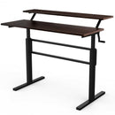 Standing Desk Crank Adjustable Sit to Stand Workstation -Brown