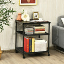 3 Tier Printer Stand Rolling Fax Cart with Adjustable Shelf and Swivel Wheels