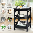 3-tier Nightstand Sofa Side End Accent Table-Black