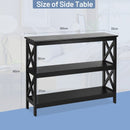 3-Tier Console X-Design Sofa Side Accent Table-Black