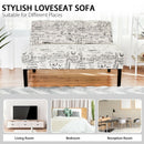 Living Room Wooden Leg Armless Loveseat Sofa-Multicolor