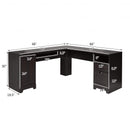 66 Inch L-Shaped Writing Study Workstation Computer Desk with Drawers-Coffee