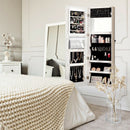 Lockable Storage Jewelry Cabinet with Frameless Mirror-White